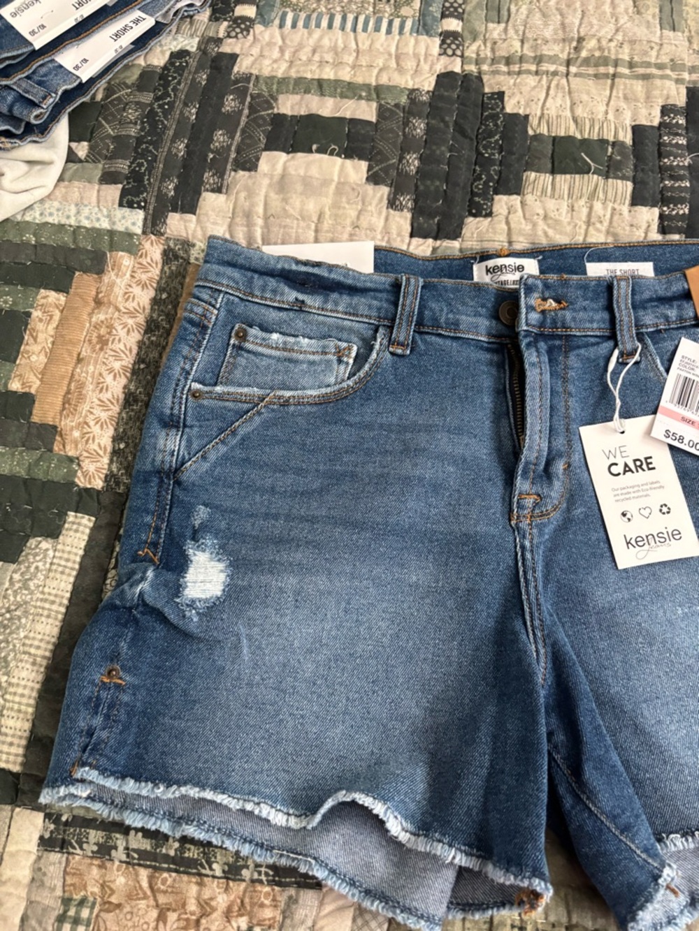 Kensie Blue Distressed Denim Cutoff Shorts Color: Paxton w/Destruction 10/30 NWT - Picture 4 of 10